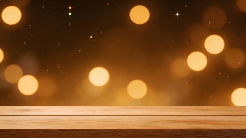 金色光斑木桌背景图片