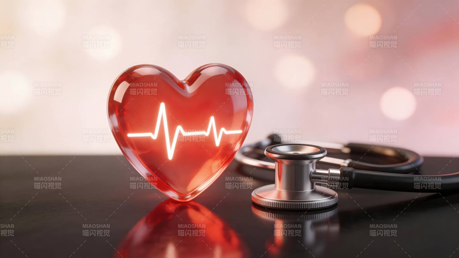 心跳与听诊器图片