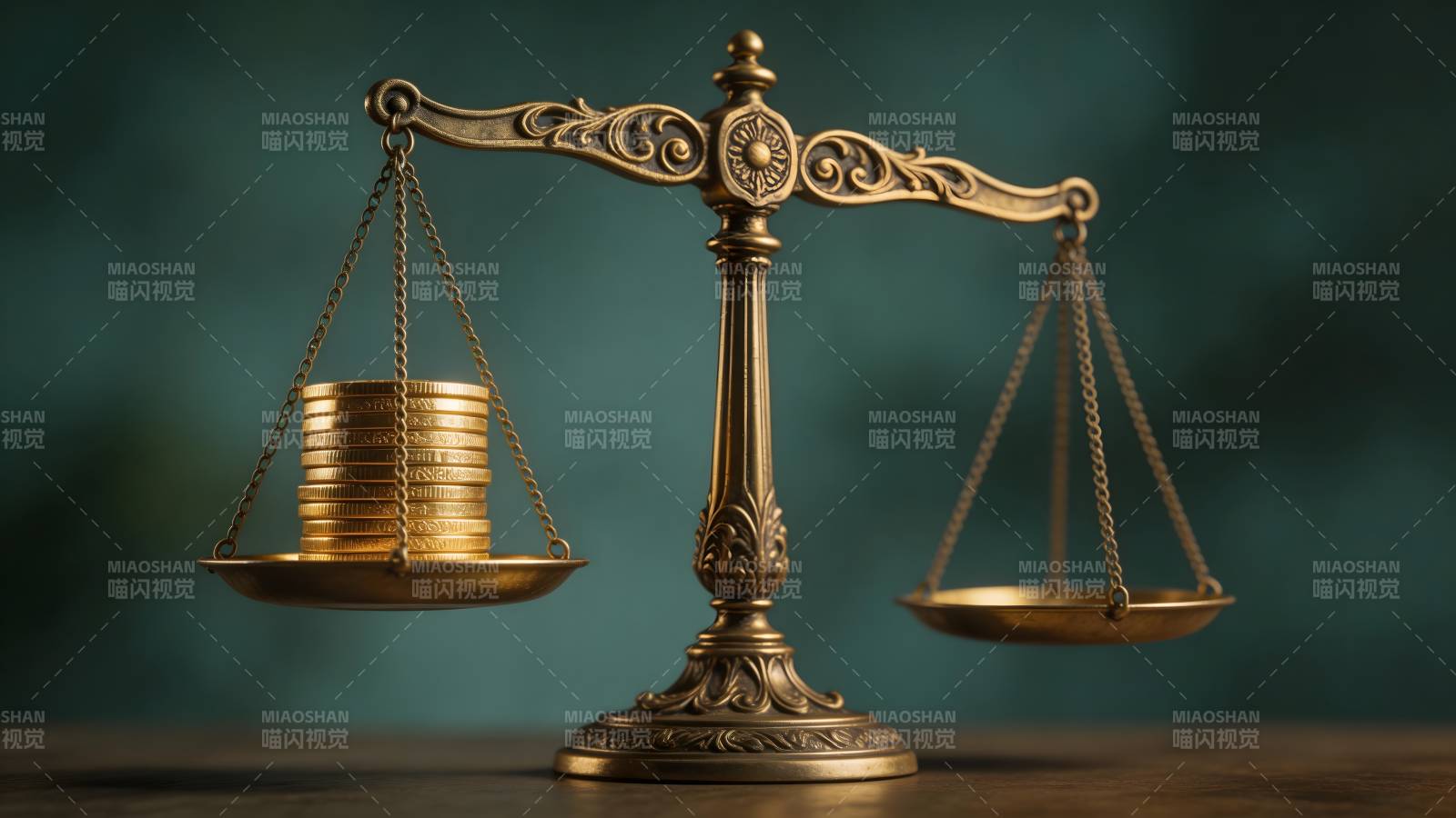 天平上的金币图片