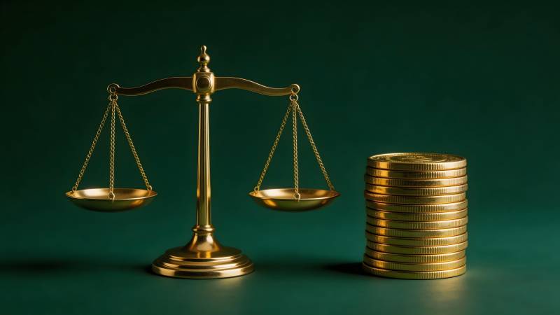 天平与金币图片