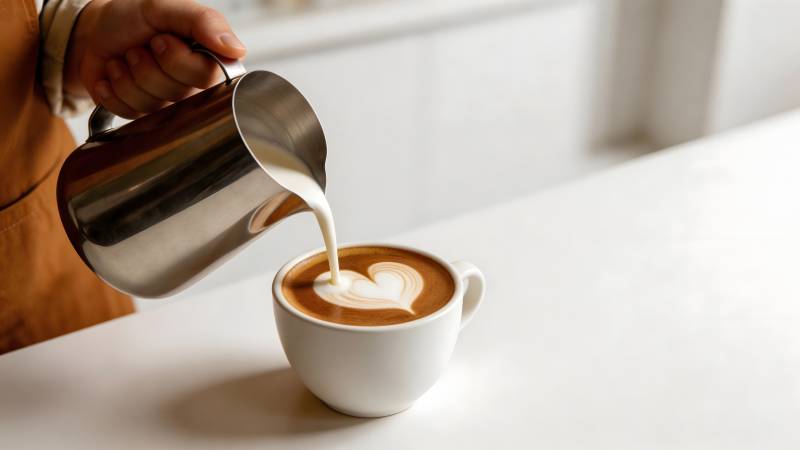 拉花咖啡制作中图片