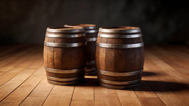 木桶静置木地板图片