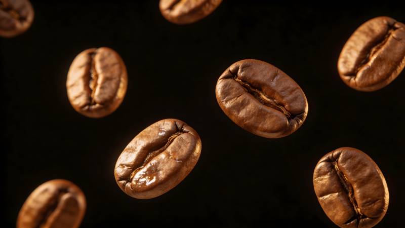 咖啡豆飘落瞬间图片