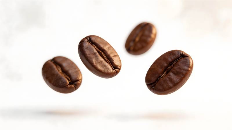 咖啡豆飘浮空中图片