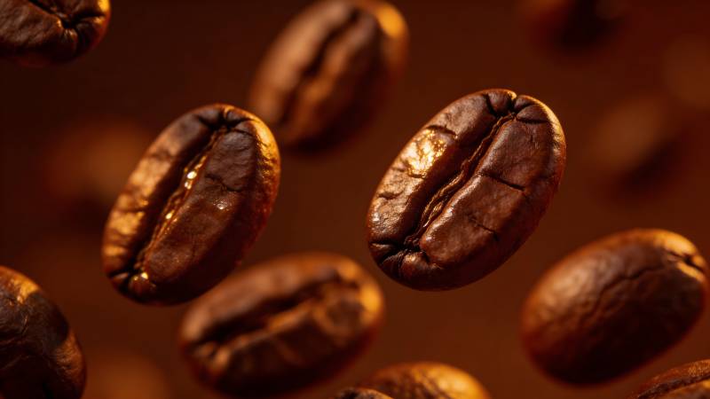 咖啡豆飘落瞬间图片