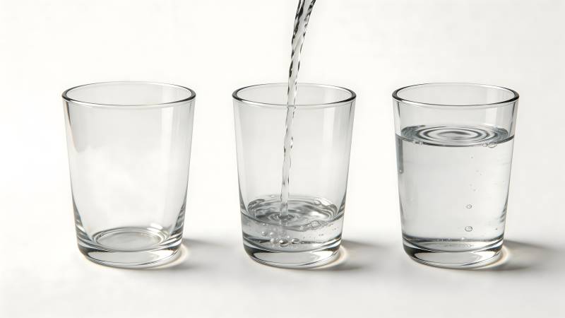 水注入玻璃杯图片