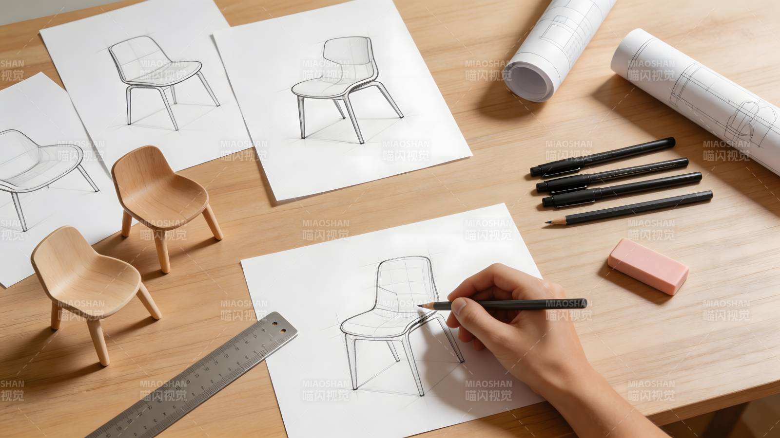 设计椅草图创作图片