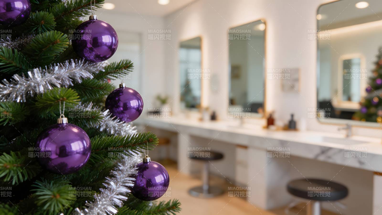 圣诞树装饰美发沙龙图片