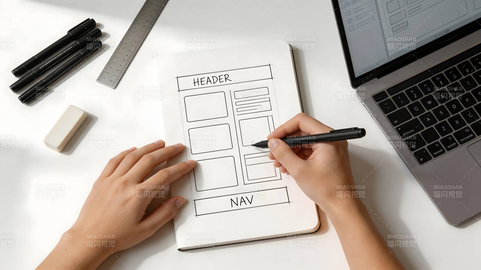 手绘网页布局草图图片