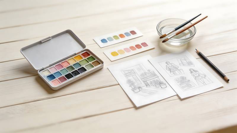 水彩绘画工具套装图片