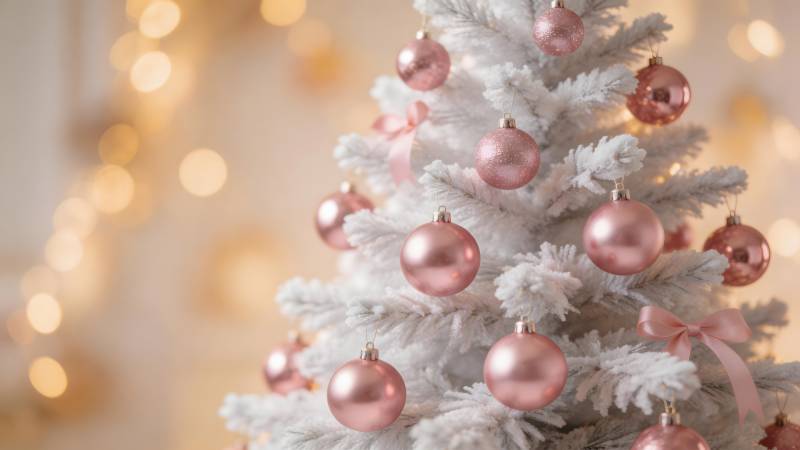 粉红圣诞树图片