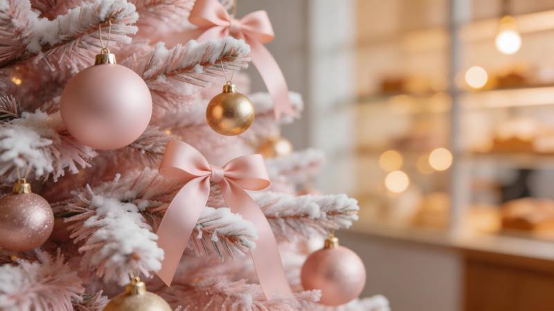 粉色圣诞树装饰图片