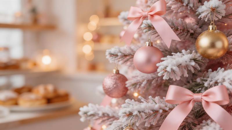 粉色圣诞树装饰图片