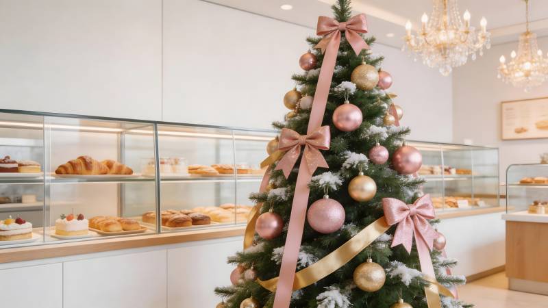 圣诞树下的甜品店图片