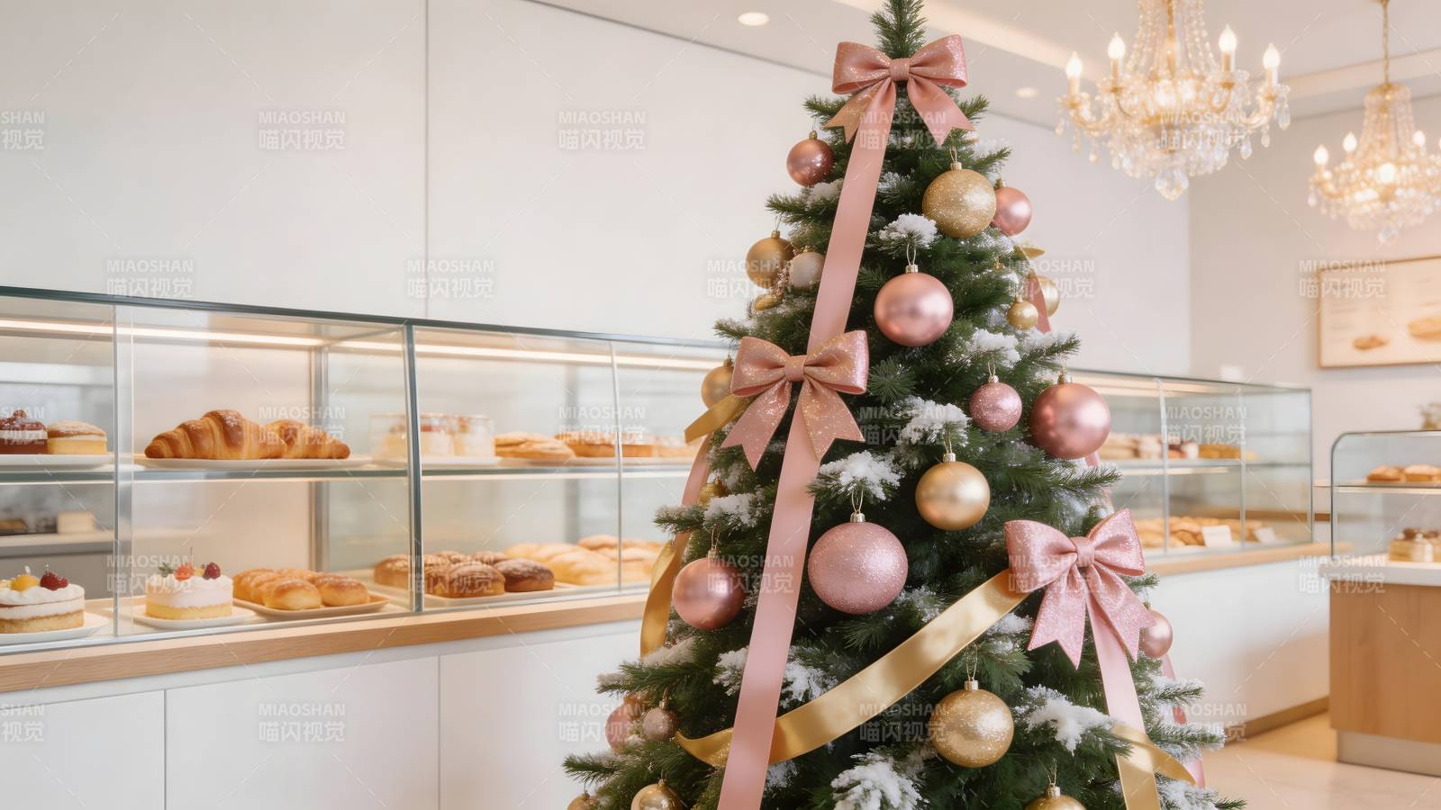 圣诞树下的甜品店图片