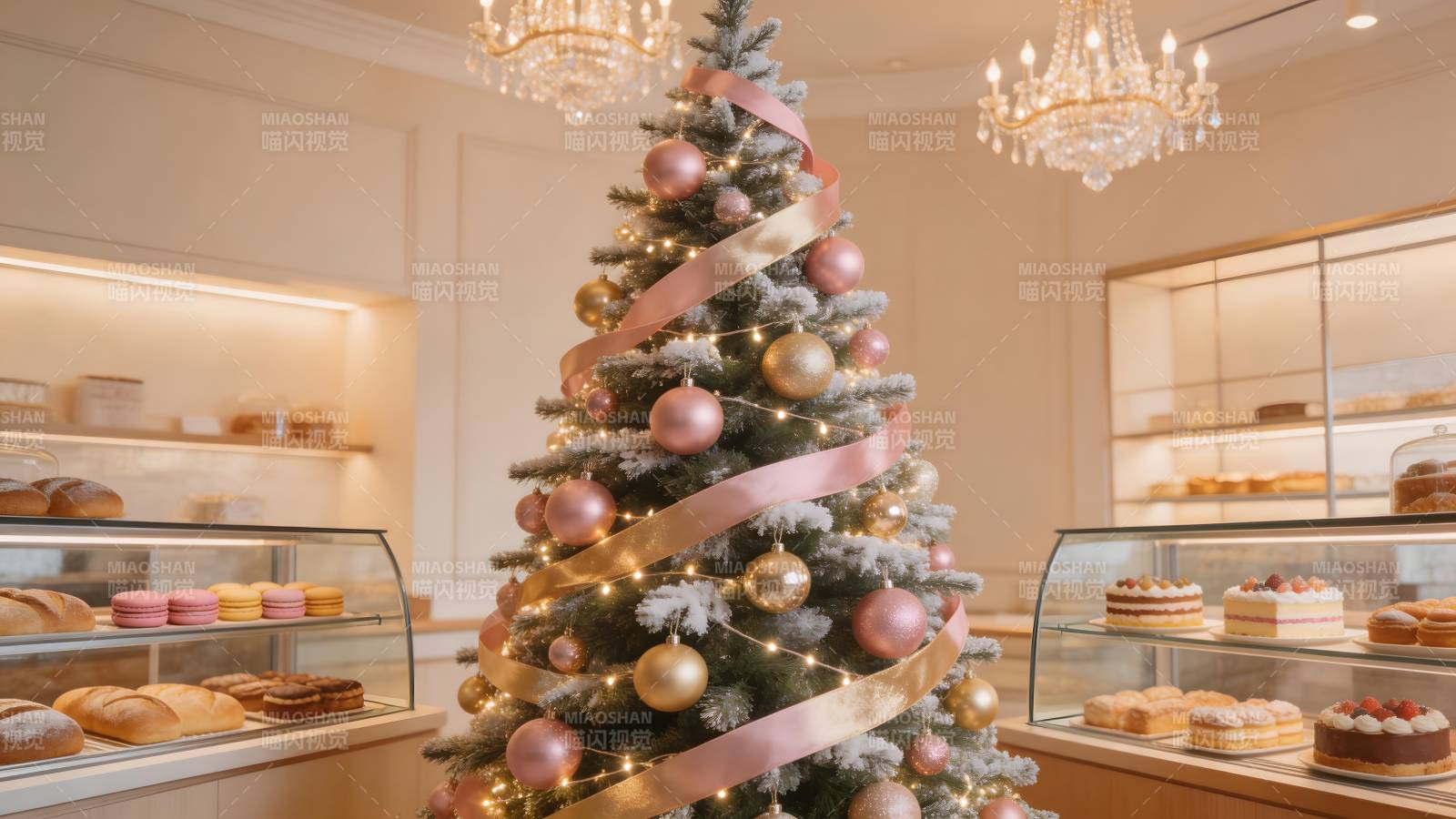 圣诞树下的甜品店图片