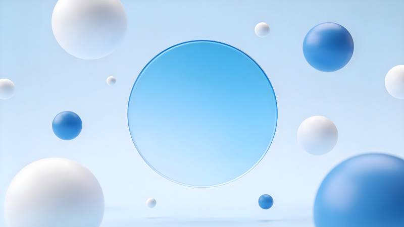 蓝白球体悬浮图图片