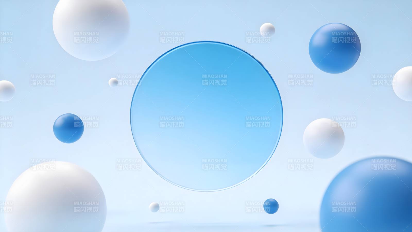 蓝白球体悬浮图图片