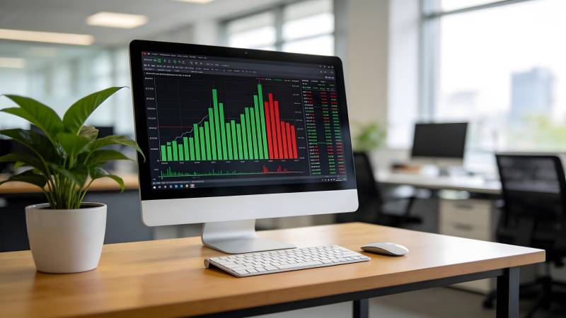 股市图表办公桌图片