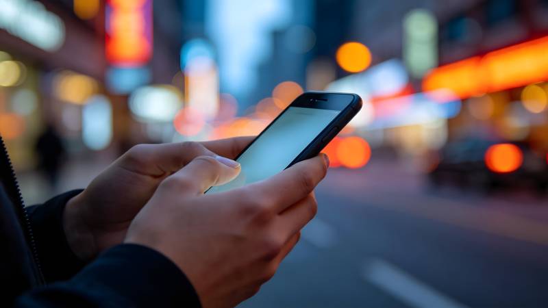 夜街手机光影图片