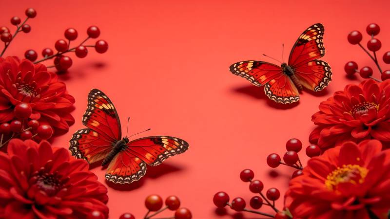 红蝶舞花间图片