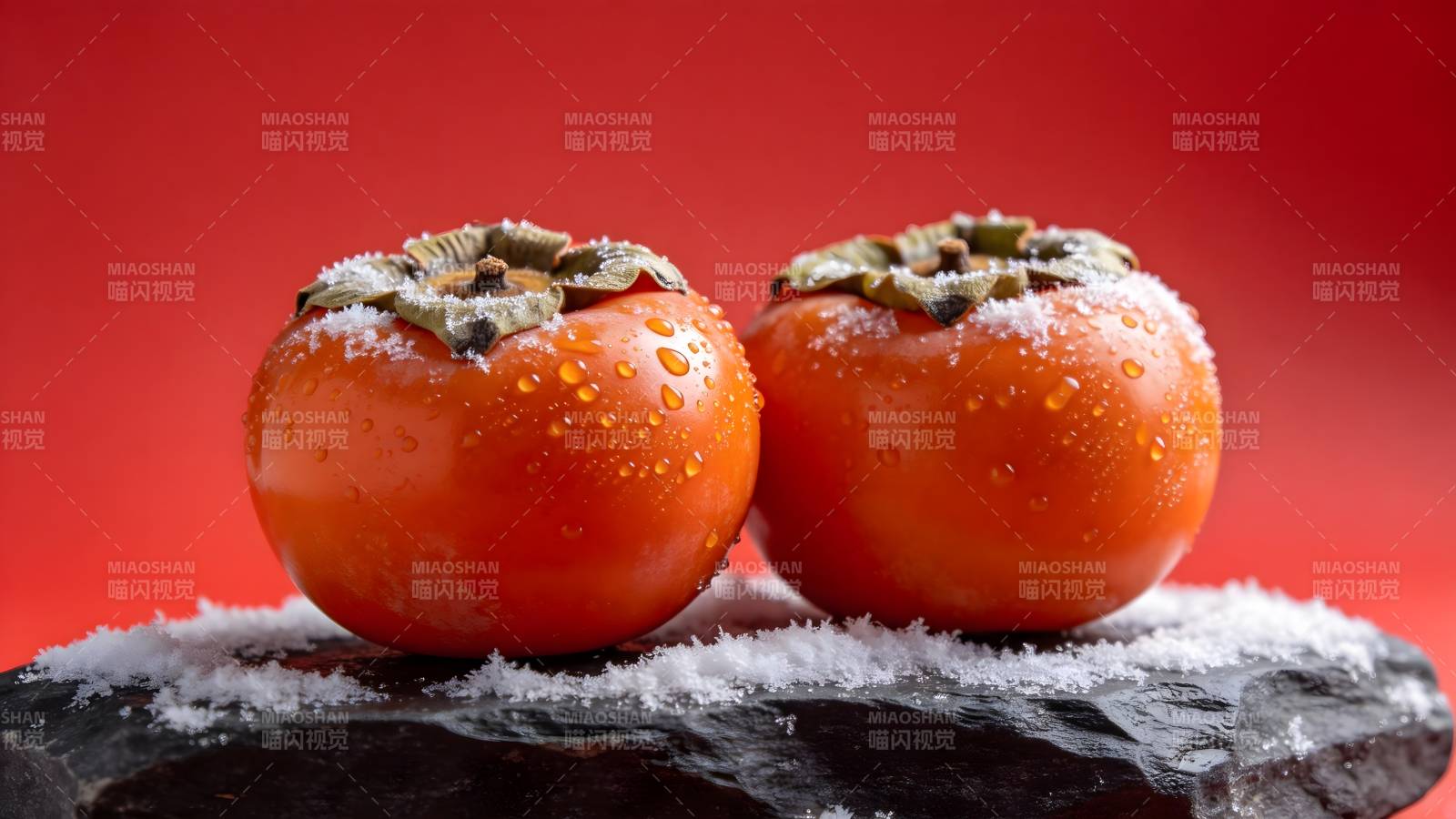 霜雪中的柿子图片