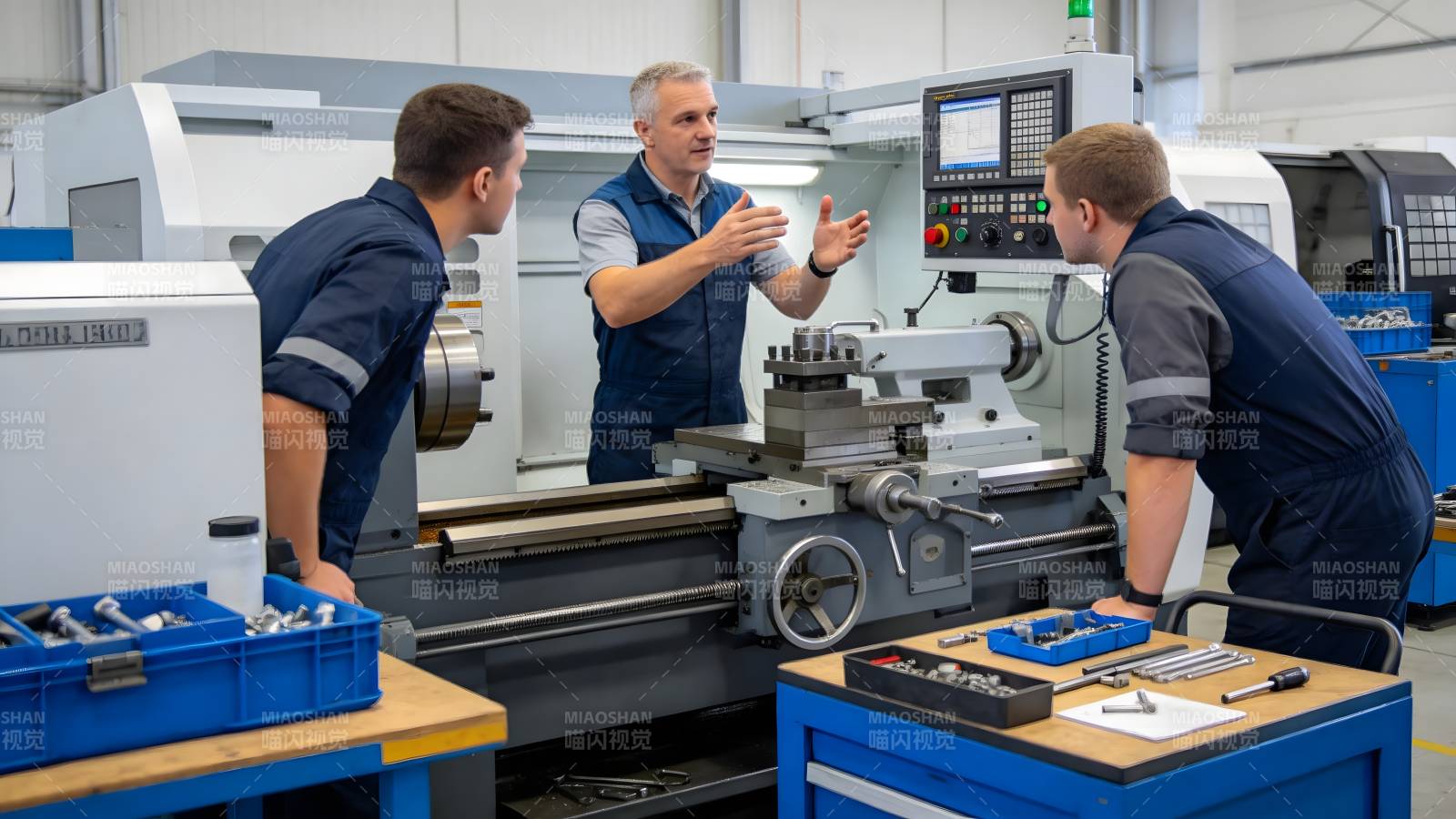 车间师傅指导操作图片