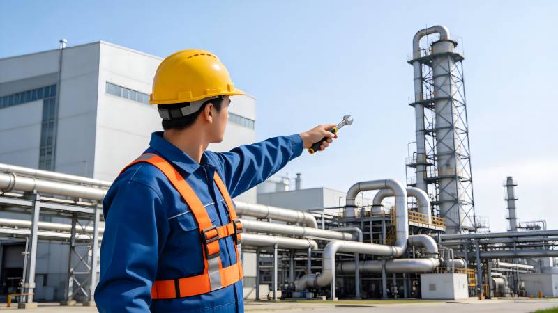 工人在工厂检查设备图片