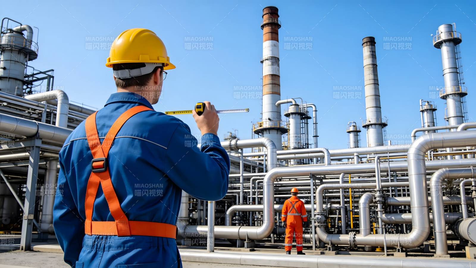 工人在工厂测量图片