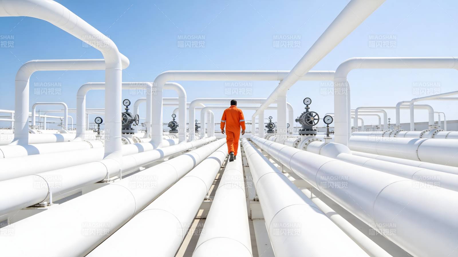 管道工人前行图片