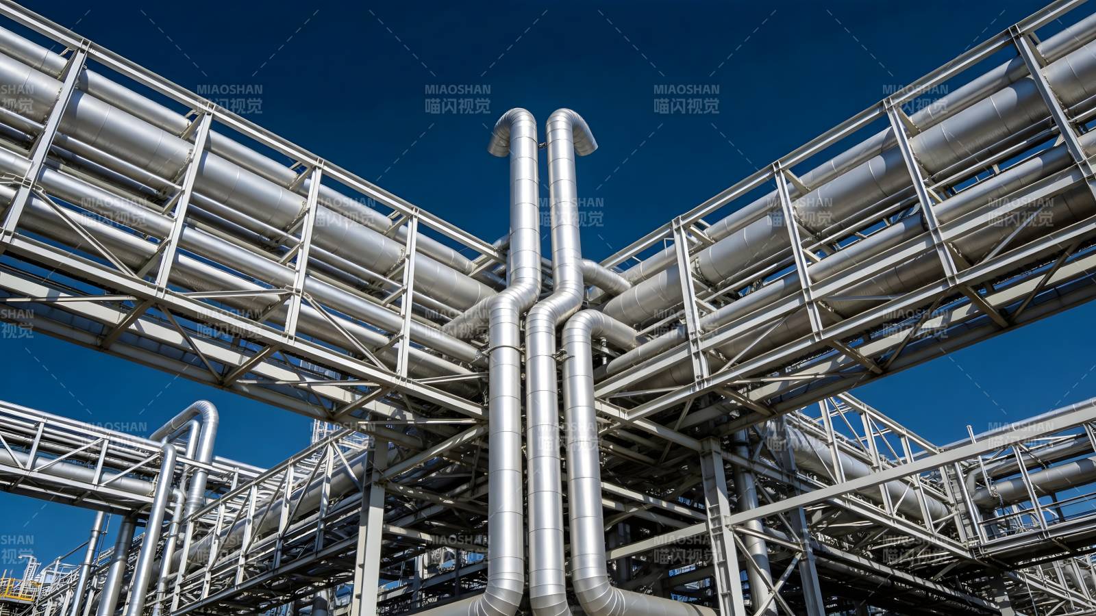 工业管道纵横交错图片