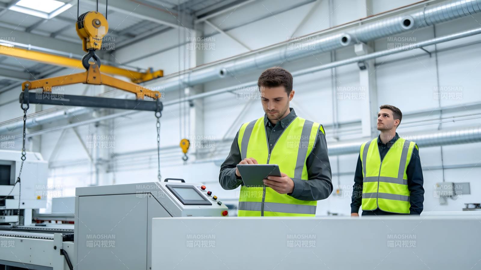 工厂工人检查设备图片