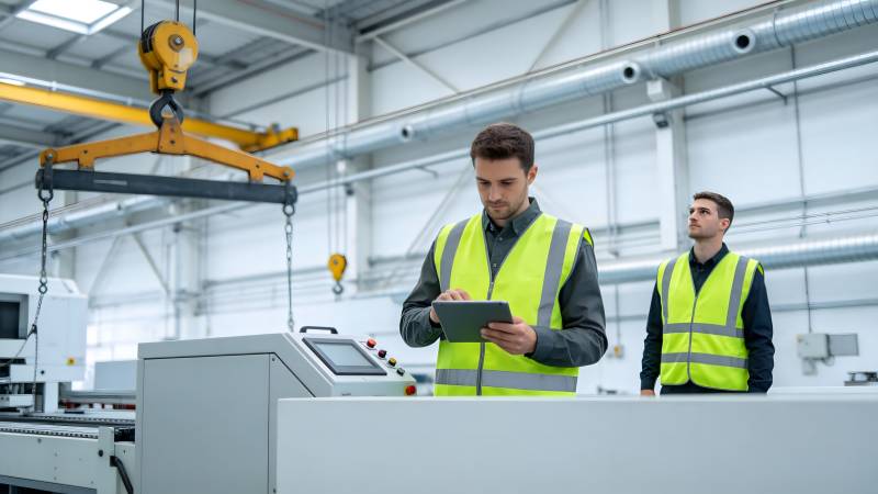 工厂工人检查设备图片