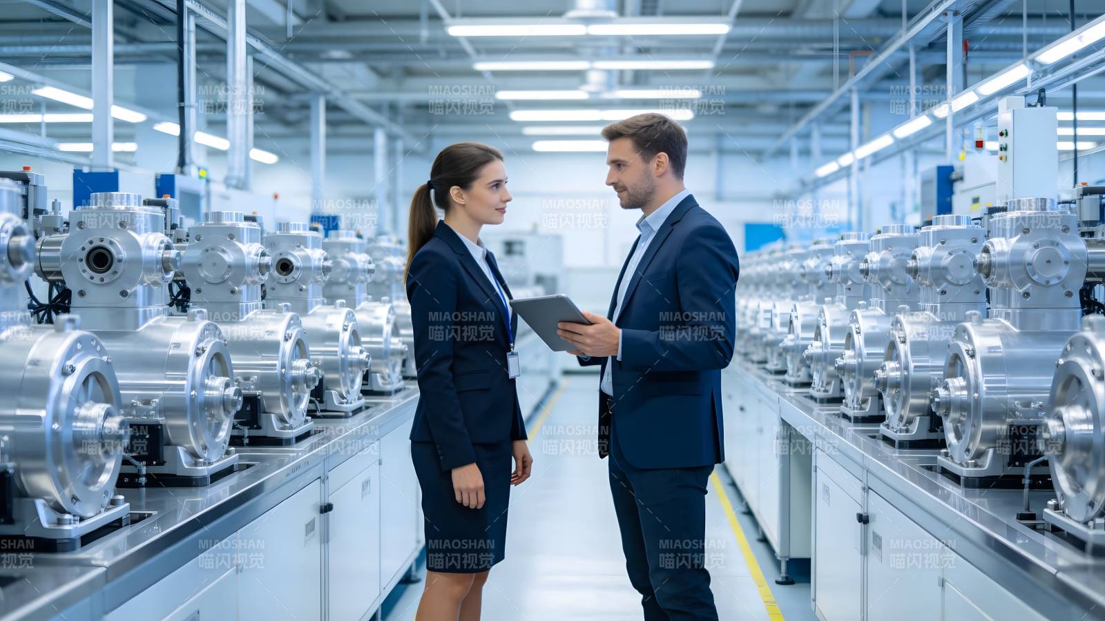 工厂内的商务对话图片