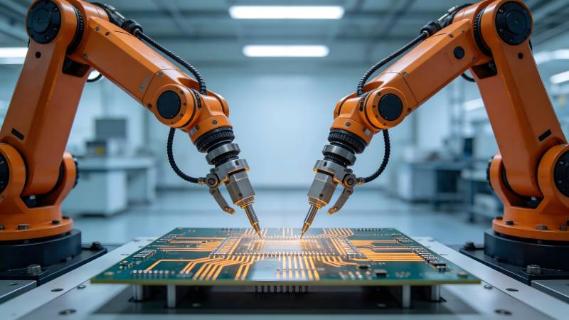 智能机械臂焊接电路板图片