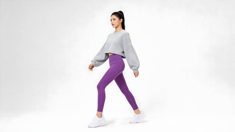 紫色瑜伽裤穿搭图片