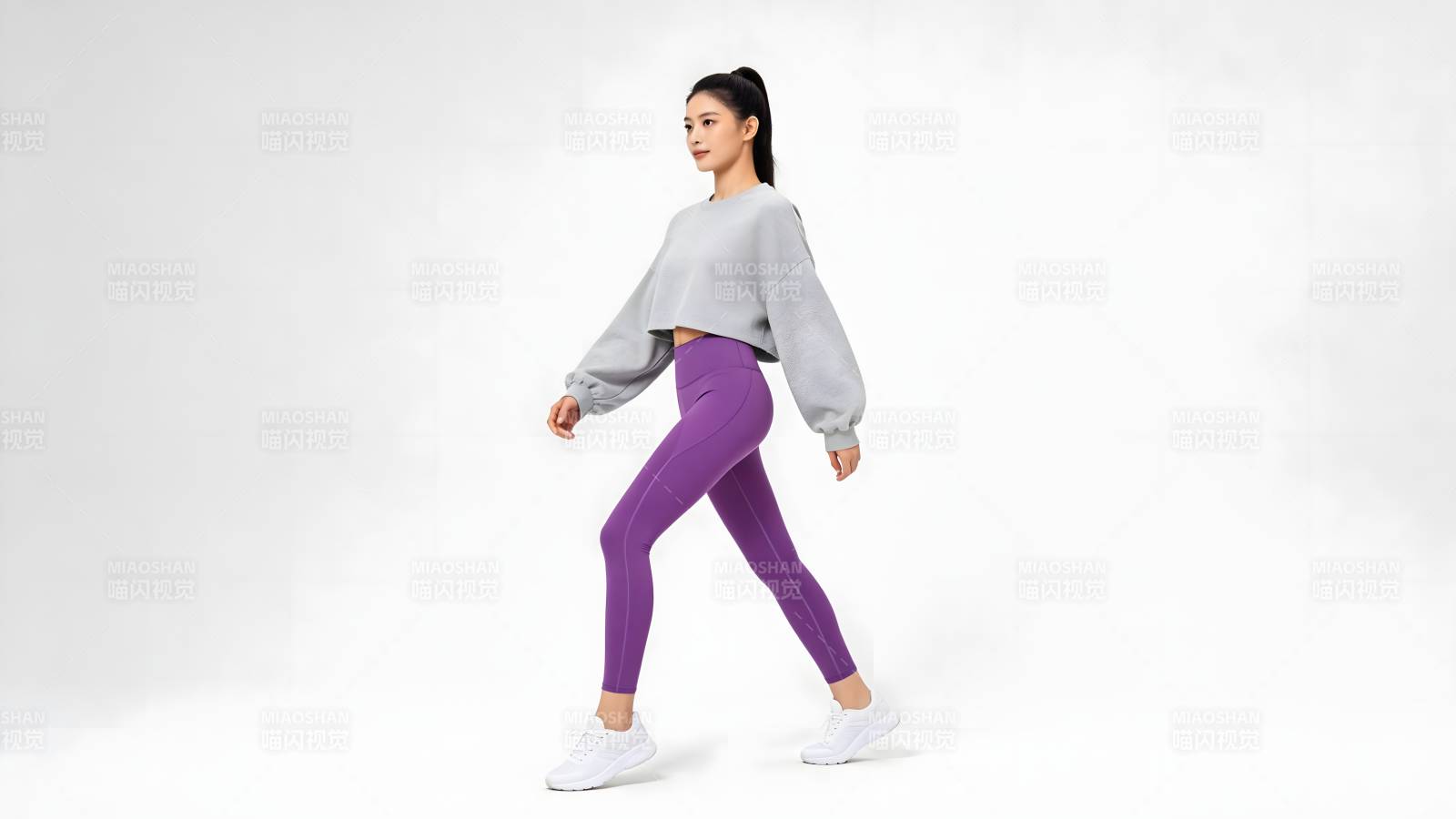 紫色瑜伽裤穿搭图片