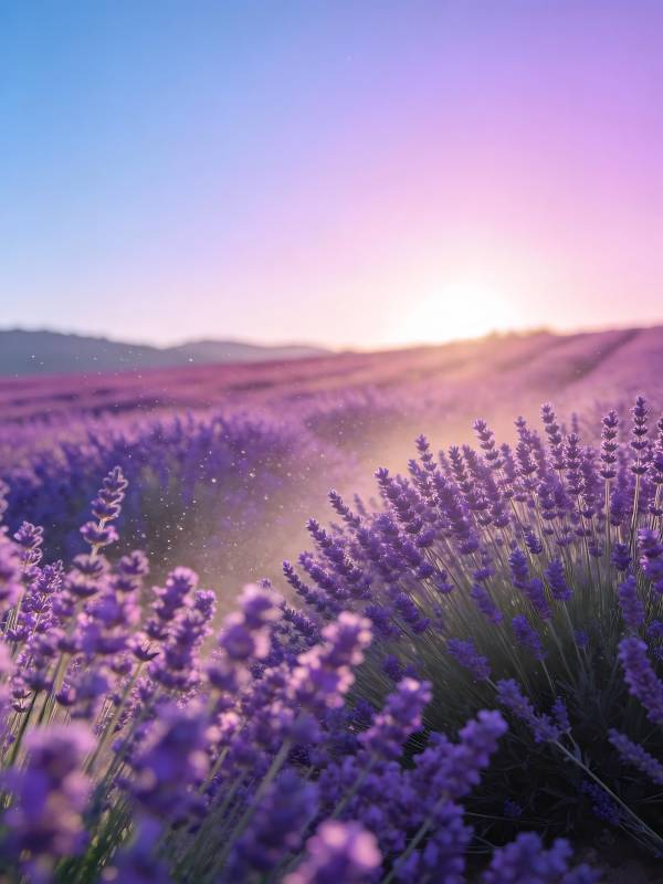 薰衣草田日落图片