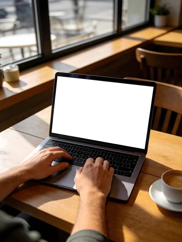 咖啡馆中专注工作图片