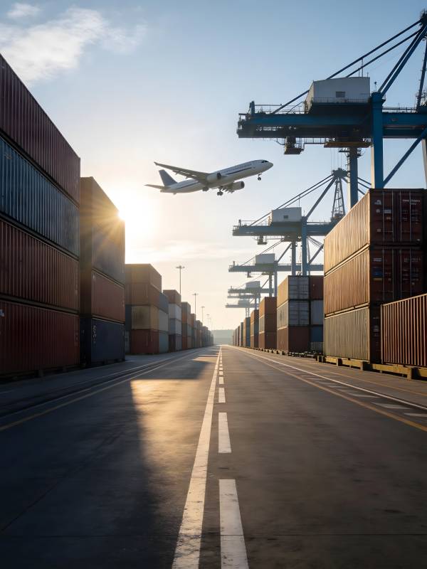 港口航拍日落时分图片