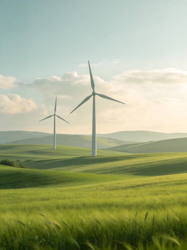 风车绿野风光图片
