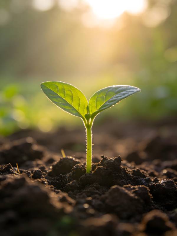 嫩芽破土迎晨光图片