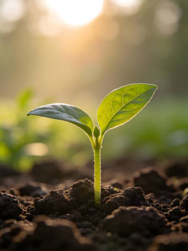 嫩芽破土迎晨光图片