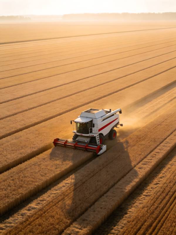 金色麦田收割忙图片