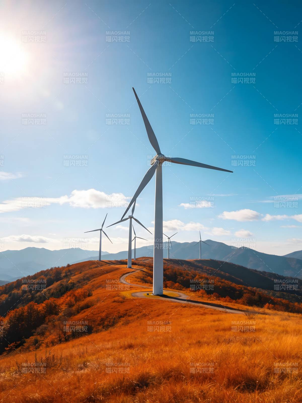 风车山景秋色图片