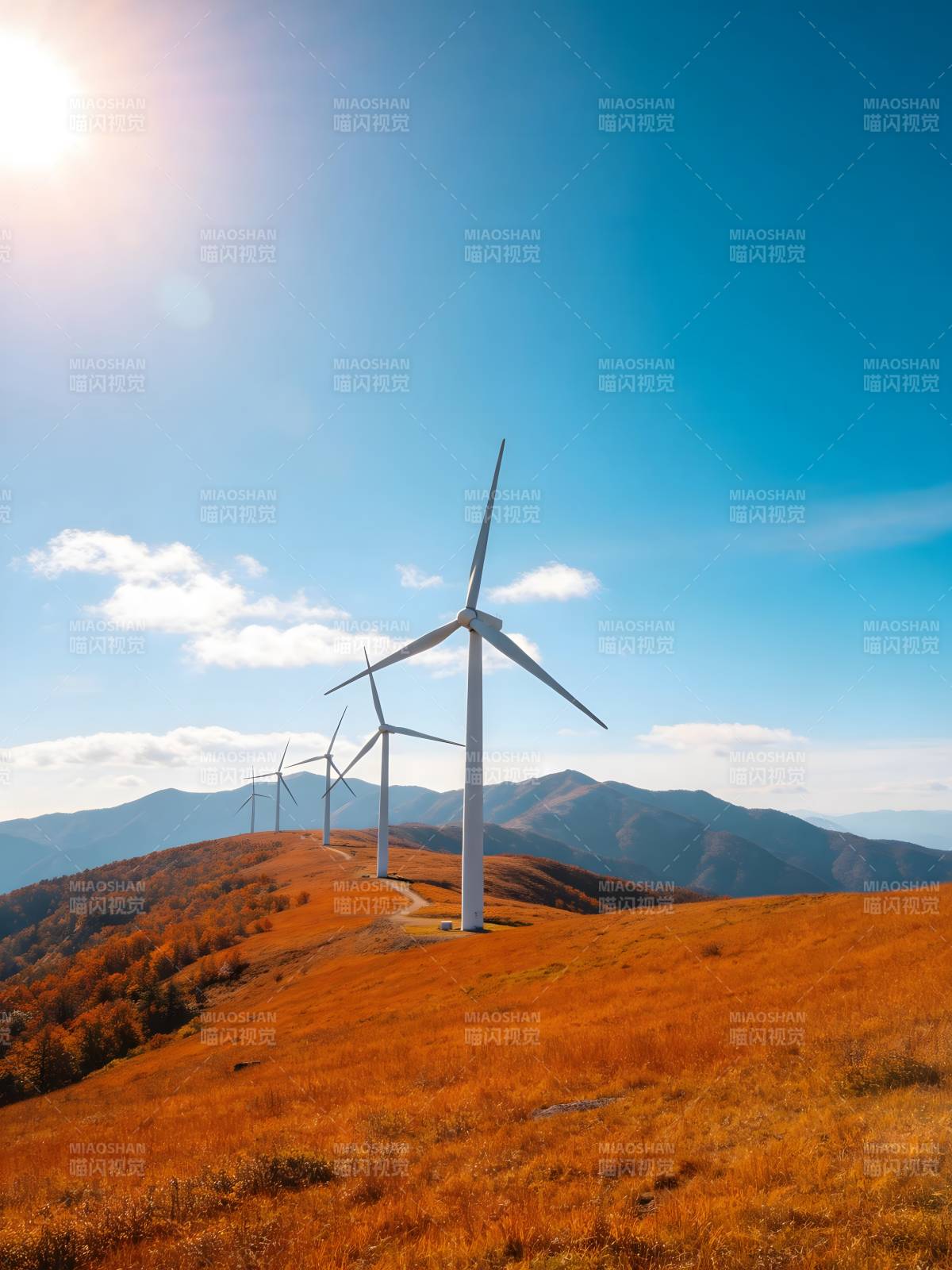 风车山野秋景图片
