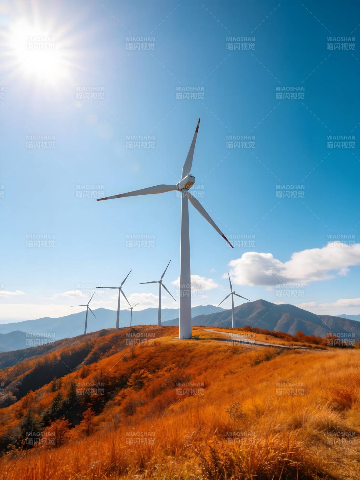 风车山野秋景图片