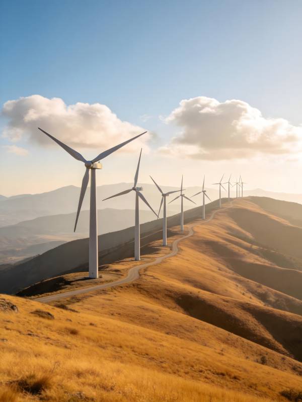 风车列阵山间图片