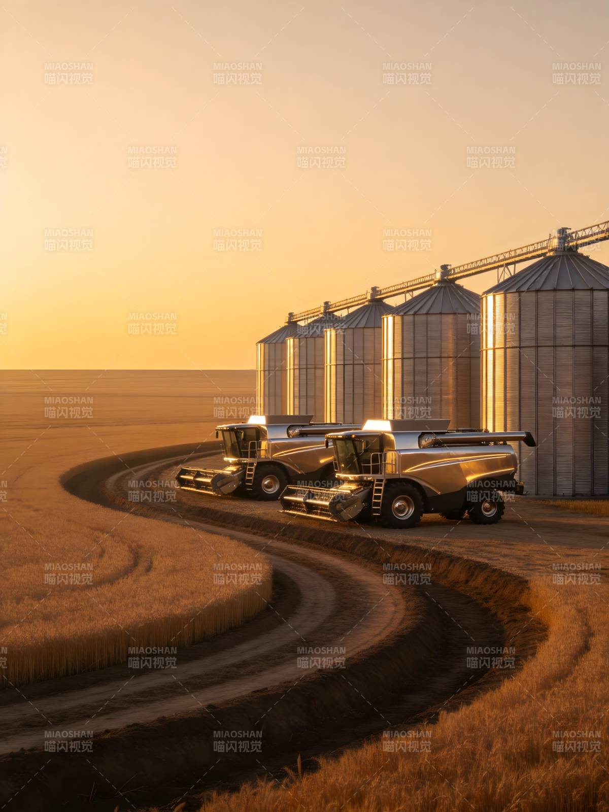 金色麦田的丰收景象图片