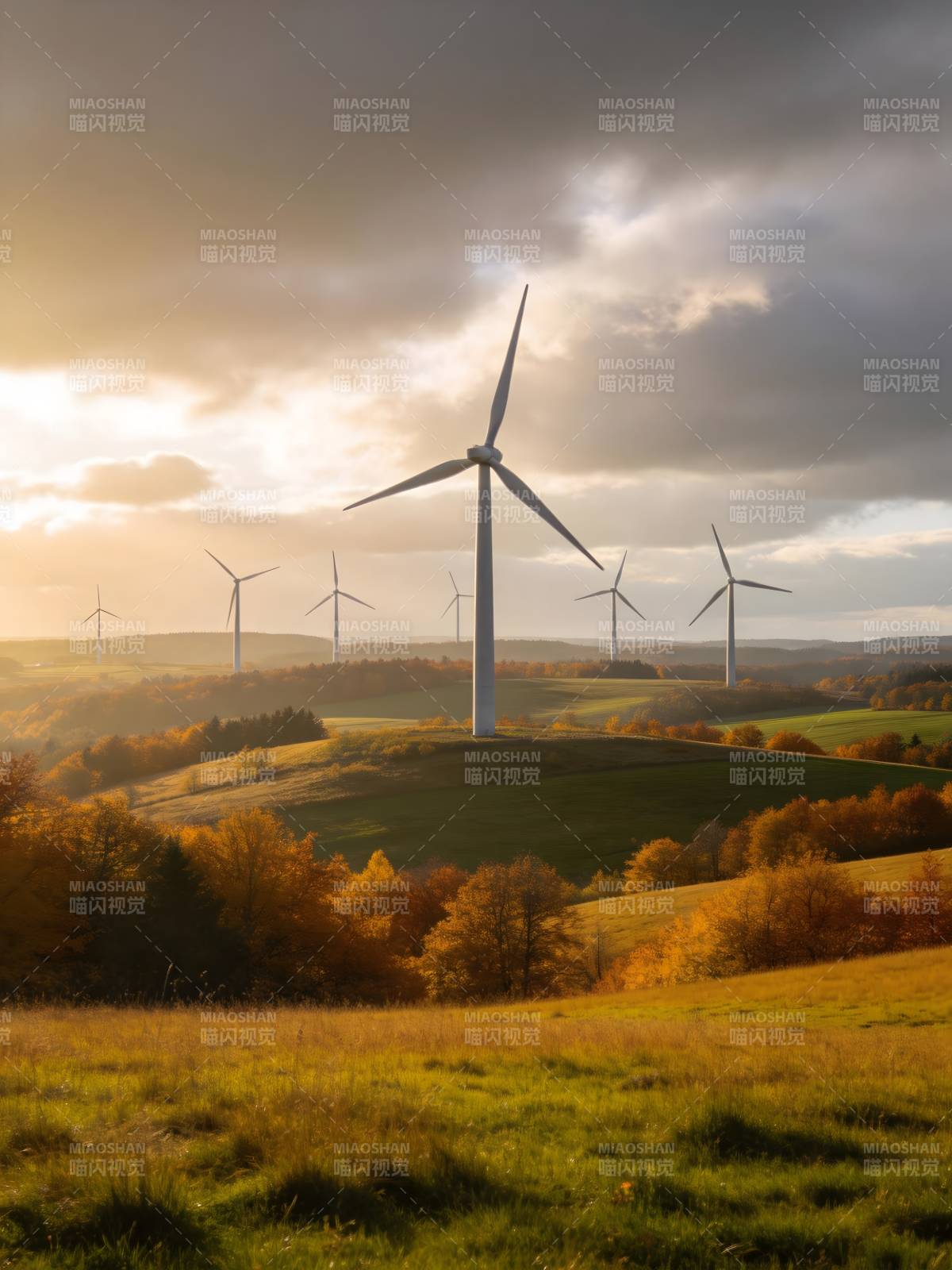 风车田野秋景图片